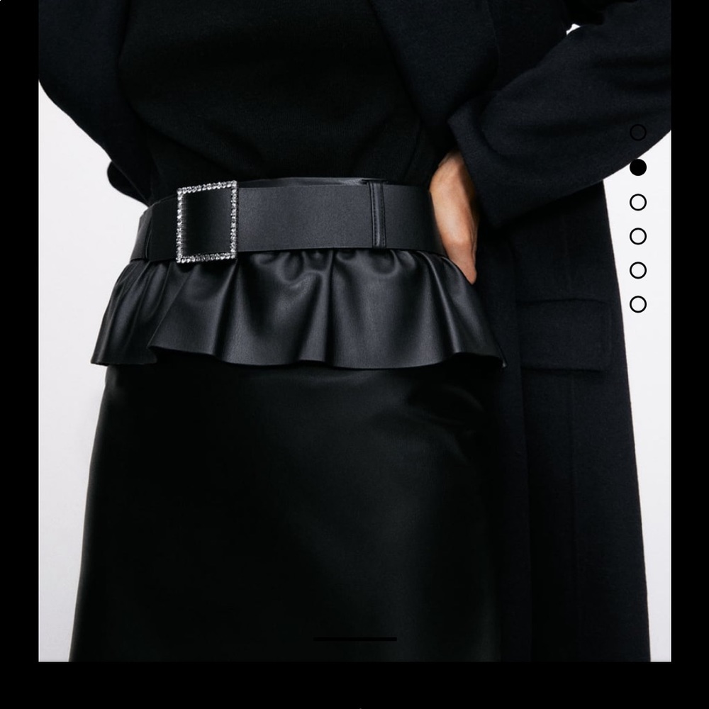 NWT Zara Belted Faux Leather Skirt Size L - Picture 5 of 13